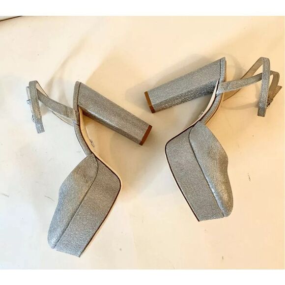 Antonio Melani Born on Fifth Liv Metallic Glitter Platform Heels Size 10 Silver - Picture 6 of 12